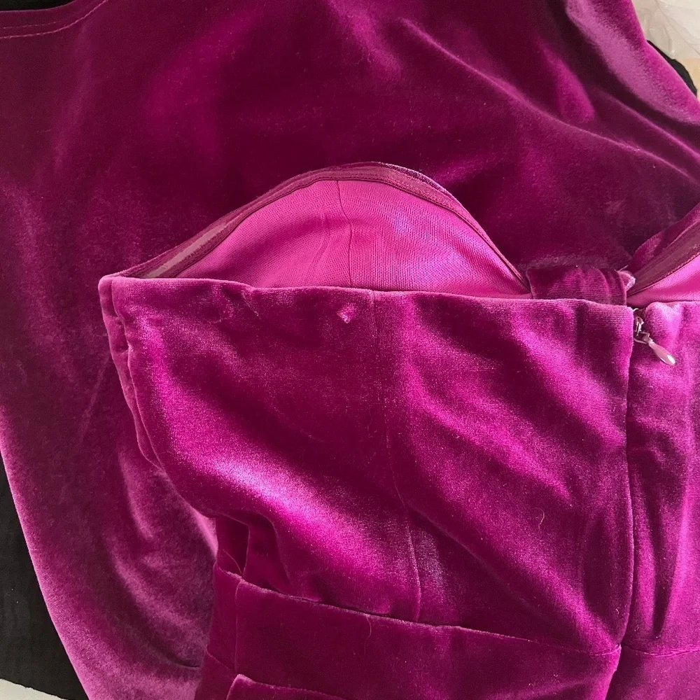 AVEC LES FILLES x ANTHROPOLOGIE | Velvet CutOut Bow Mini Dress Fuchsia | Size XS